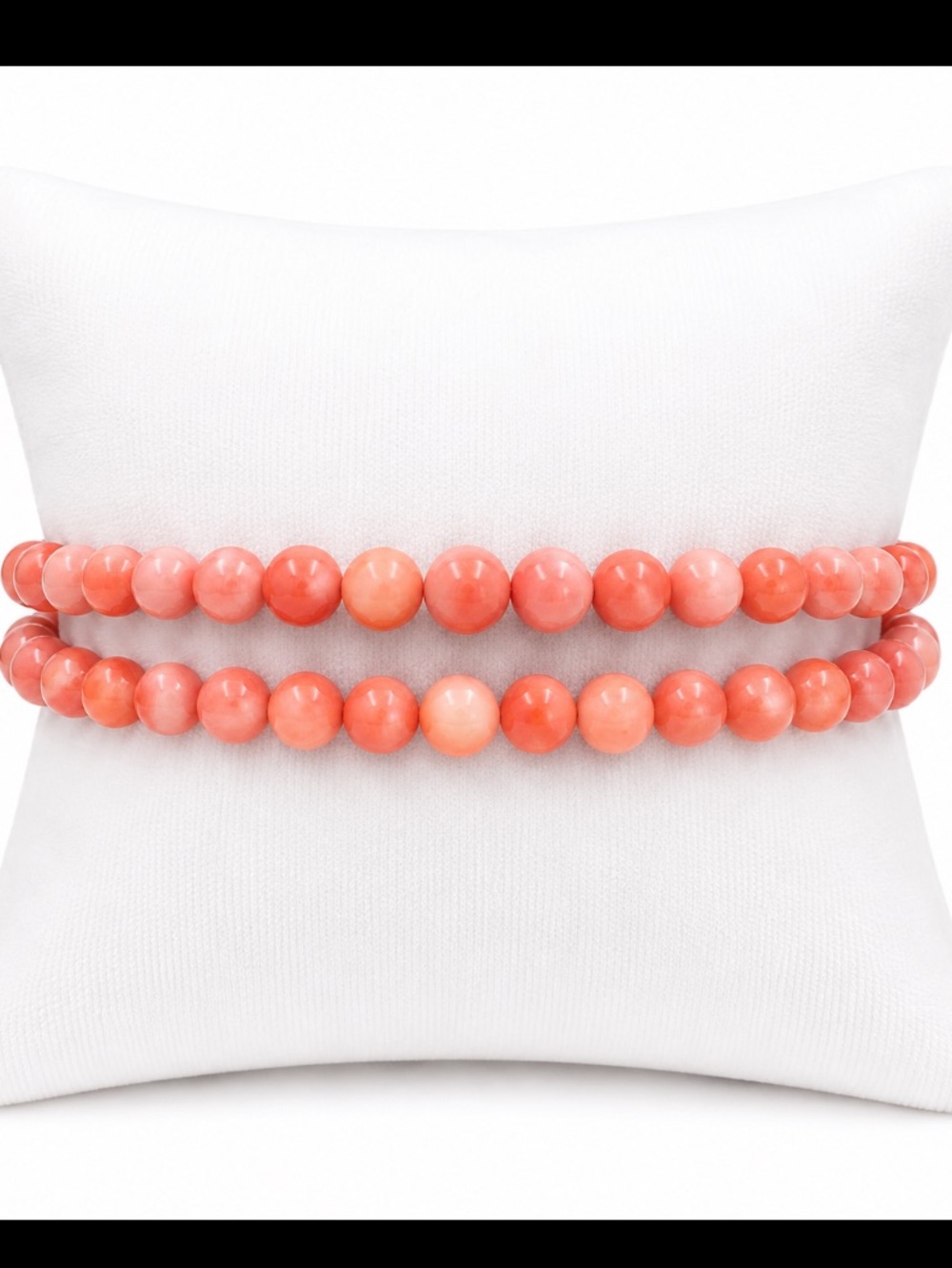 Coral Pink Beaded Double-Strand Bracelet